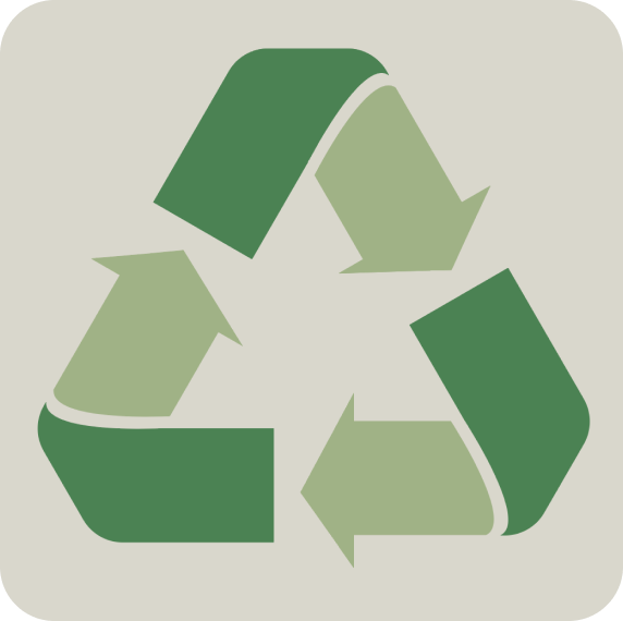 Recycling symbol with three green arrows